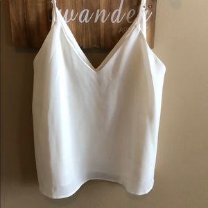 White silk flowy tank